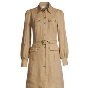 Michael Kors Hemp Utility Mini Dress in Khaki